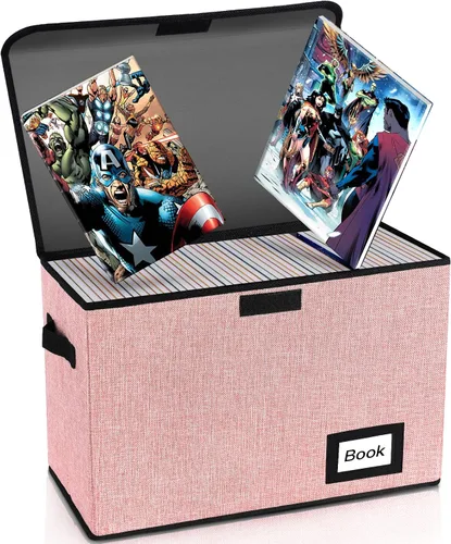 Vista 9 de Caja de Almacenamiento de Cómics, 15.8" X 7.8" X 11.8", Resistente Plegable Contiene 160-180 Cómics Contenedor Organizador Estante