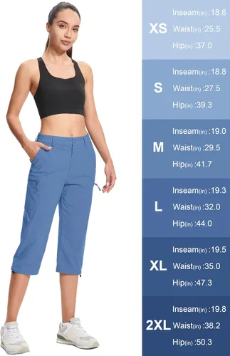 Vista 7 de MAGCOMSEN Pantalones de senderismo tipo cargo para mujer, ligeros, elásticos, resistentes al agua, con 5 bolsillos para exteriores