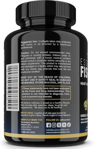 Vista 3 de Suplemento de aceite de pescado Omega 3 para mujeres y hombres - Triple fuerza 1,400 mg Omega-3 EPA/DHA - Omegas capturados en la naturaleza 3-6-9