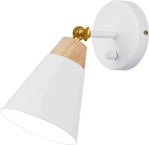 Vista 12 de Aplique de Pared con Pantalla de Metal, Interruptor de Encendido/Apagado, Lámpara Decorativa de Interior de Montaje en Pared con Brazo Articulado