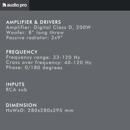 Vista 9 de Audio Pro SW-10 Subwoofer alimentado - Negro Black