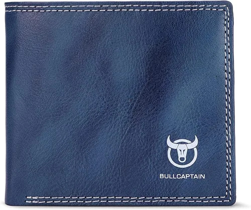 Vista 87 de LUKZIJAES Billetera de cuero genuino para hombre, con bloqueo RFID, delgada, plegable, bolsillo frontal, #3-Café, Vintage