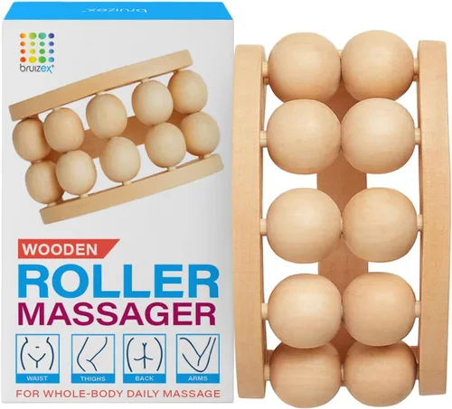 Vista 8 de Bruizex Juego de masajeador facial de drenaje linfático: rodillo facial de cuarzo rosa y herramienta facial Gua Sha para masaje linfático, alivio