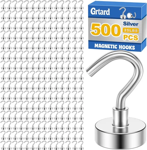 Vista 16 de Paquete de 15 ganchos magnéticos resistentes, 30 libras Plateado