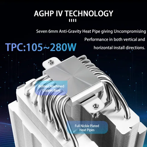 Vista 2 de Thermalright PS120SE Enfriador de aire para CPU, enfriador de CPU con 7 tubos de calor, ventilador dual TL-C12B V2 PWM, tecnología AGHP 4.0