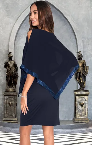Vista 5 de KOH KOH Minivestido midi elegante para mujer 2025 con capa de cóctel elegante y modesto para dama de honor