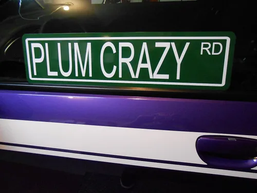 Vista 2 de PLUM CRAZY Road Road Metal Street Sign 6 x 24 Compatible con Dodge Plymouth, Motar, Hei, GTX Road Runner, cargador, retador, jeep, cuda, hellat