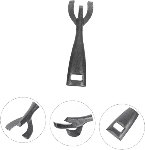 Vista 8 de Pinzas de hierro fundido Teppanyaki para barbacoa para asar y asar, soporte para placa de carne, resistente al calor, agarre de cocina con bordes