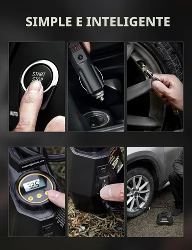 Vista 8 de AstroAI - Inflador de neumáticos - Compresor de aire portátil para neumáticos de auto - Bomba automática de 12 V CC con manómetro digital, con luz