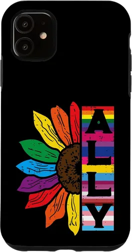 Vista 8 de iPhone 16 Lgbt Gay Ally Sunflower Rainbow Pride Flag Men Women Kids Case