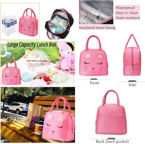 Vista 5 de MITOWERMI Mochila con ruedas para niñas, mochila escolar con cara de gato, mochilas con ruedas, equipaje de viaje de mano, A-2 Ruedas