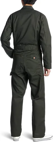 Vista 2 de Dickies - Overol de manga larga de lujo para hombre de 7.5 oz de sarga con cierre frontal para mecánico, uniforme industrial