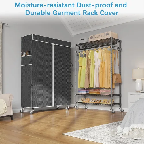 Vista 8 de VIPEK R3C Plus Perchero para Ropa - Perchero Rodante para Ropa con Ruedas con Seguro, Armario Portátil de Servicio Pesado con Estantes Ajustables
