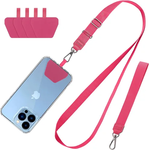 Vista 12 de CACOE Cordón para teléfono, 2 unidades, 1 correa ajustable para el cuello, 1 correa de muñeca, 2 almohadillas, cordón universal multifuncional