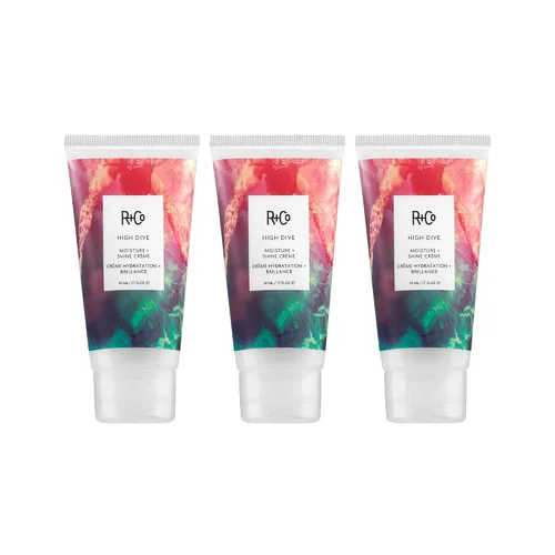 Vista 4 de R+Co HIGH DIVE Moisture + Shine Crème Travel – 3 Pack, Hydrating & Glossy Hair Cream, Adds Softness & Manageability, All Hair Types