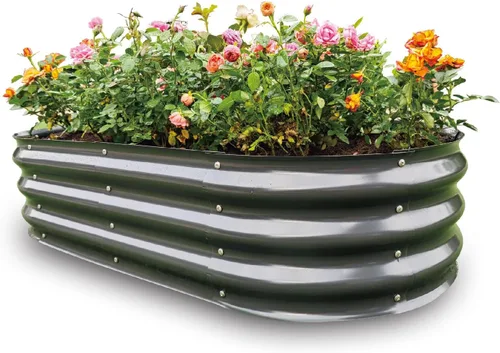 Vista 18 de GARDMAX 2x2x1FT Galvanized Round Raised Garden Bed Kit, Metal Planter Boxes Outdoor with Easy Assembly, Large Garden Bed for Vegetables, Fruits