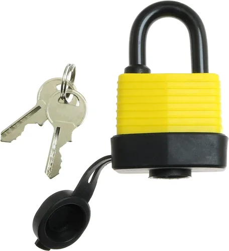 Vista 2 de Candado impermeable de 1.575 pulgadas (1.575 in), resistente a la intemperie, cubierta de acero laminado con 2 llaves para caja de medidor, hogar