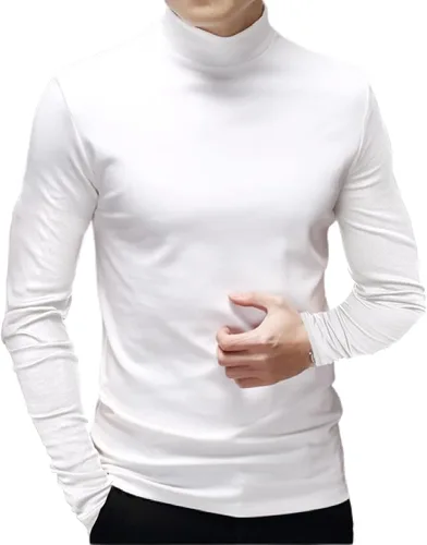 Vista 2 de Rela Bota Camisetas de moda para hombre, camisetas de cuello alto falso, ropa interior térmica, manga larga, ajustada, elástica, básica