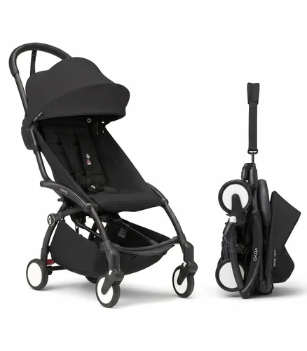 Vista 10 de Stokke YOYO3 Cochecito desde 6 meses - Incluye marco blanco/cojín de asiento color aguamarina + dosel - Se pliega y despliega en un instante