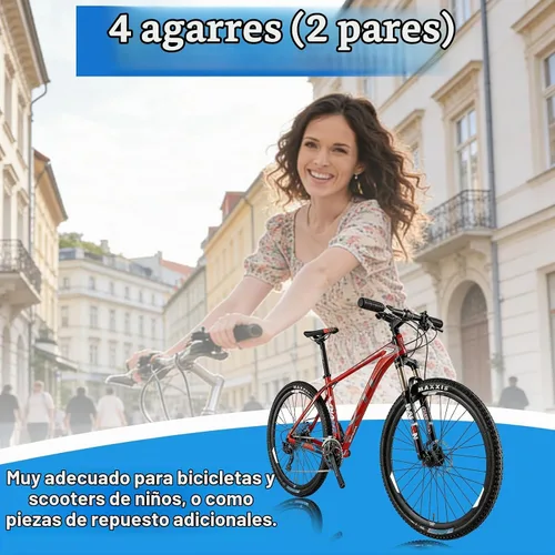 Vista 5 de 2 pares de puños/mangos para manillar de bicicleta con empuñaduras de hongo para bicicletas BMX/de carretera/de montaña