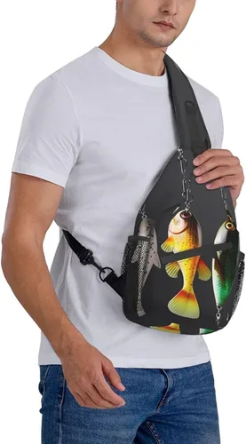 Vista 8 de Varios tipos de cebos de pesca Imprimir Sling Mochila de viaje Sling Bag Casual Chest Bag Senderismo Daypack Crossbody Bag para hombres mujeres