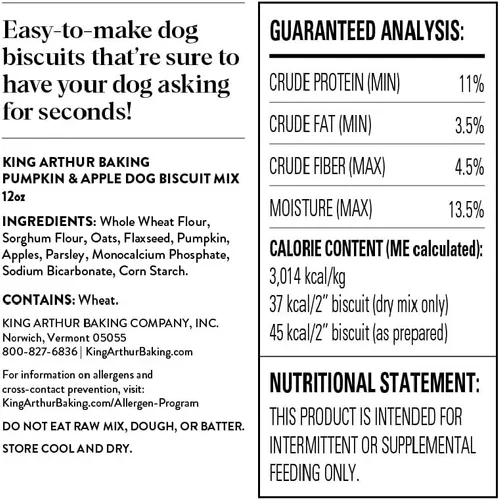 Vista 7 de King Arthur Mezcla de galletas para perros, calabaza y manzana, golosinas caseras para perros, 12 onzas