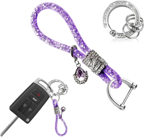 Vista 8 de Ziciner Llavero de cristal brillante para mujeres y niñas, llavero de automóvil con purpurina, accesorios universales para llavero (verde)