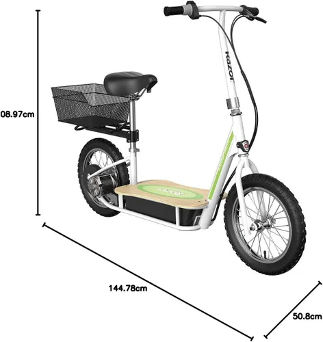 Vista 12 de EcoSmart Metro Scooter eléctrico – Asiento acolchado, cubierta ancha de bambú, neumáticos llenos de aire de 16 pulgadas, motor de alto par de 500 W
