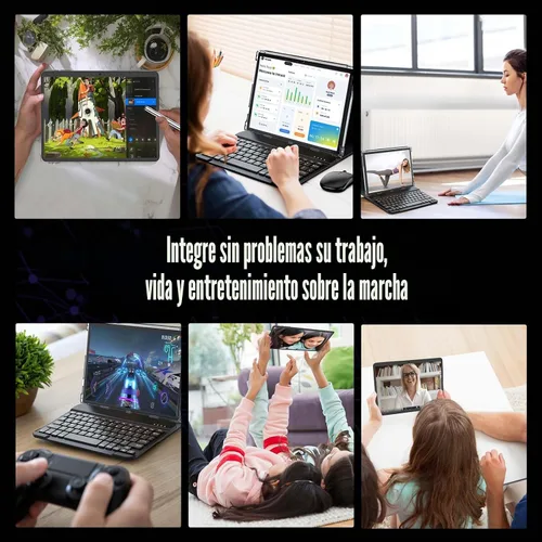 Vista 8 de Tablet Android de 10 pulgadas, tableta Android 16 2026 con teclado, 26 GB+256 GB (expansión de 2 TB), tableta Gemini AI con 8 núcleos, 8000 mAh Negro
