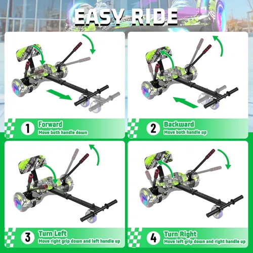 Vista 6 de SISIGAD Scooter Seat Attachment, 6.5'' Self Balancing Scooters Go Kart with Bluetooth and LED Lights
