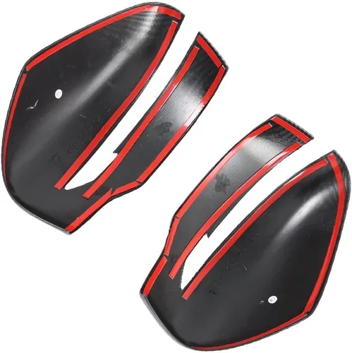 Vista 6 de Funda protectora para espejo retrovisor, compatible con Nissan Navara NP300, fibra de carbono, color negro Par de tapas de carcasa de espejo