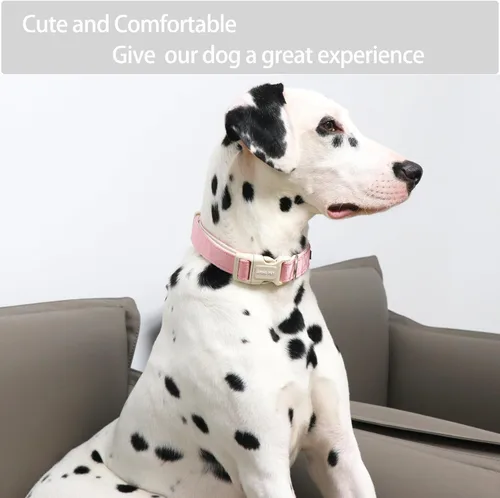 Vista 5 de Aring Pet Collar de algodón, ligero y ajustable, con hebilla de liberación rápida para perros pequeños, medianos y grandes, para cachorros, rosa