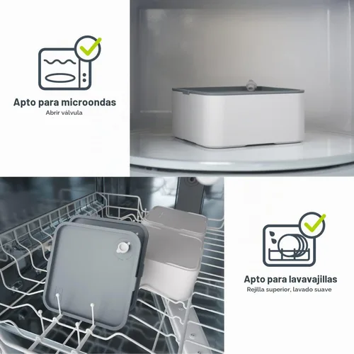 Vista 3 de monbento - Caja Bento grande MB Square Blossom con compartimentos - Lonchera a prueba de fugas para el trabajo y la preparación de comidas - Sin BPA