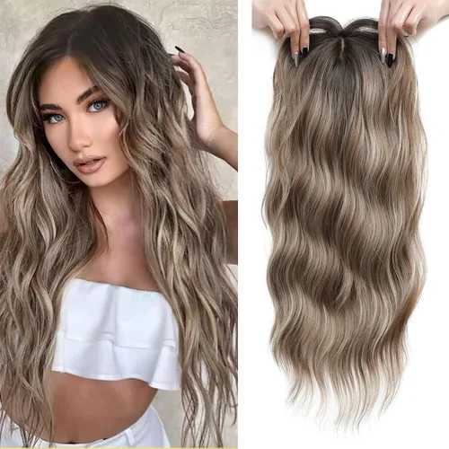 Vista 19 de PANEWAY Toppers de pelo de 7 x 7 pulgadas para mujeres con cabello fino, pelucas de 20 pulgadas para mujer, 1B