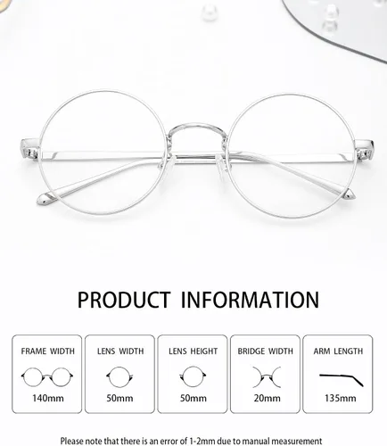 Vista 3 de Pro Acme Lentes transparentes con marco de metal redondo retro sin receta