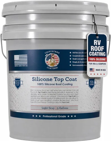 Vista 8 de Countryman Coatings Revestimiento de techo 100% de silicona, restaura tu techo en un día, sella fugas, grietas, costuras, penetraciones, se adhiere