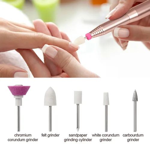 Vista 4 de Taladro de uñas eléctrico portátil con kit de uñas acrílicas, juego profesional de manicura y pedicura de 20000 rpm para acrílico, uñas de gel