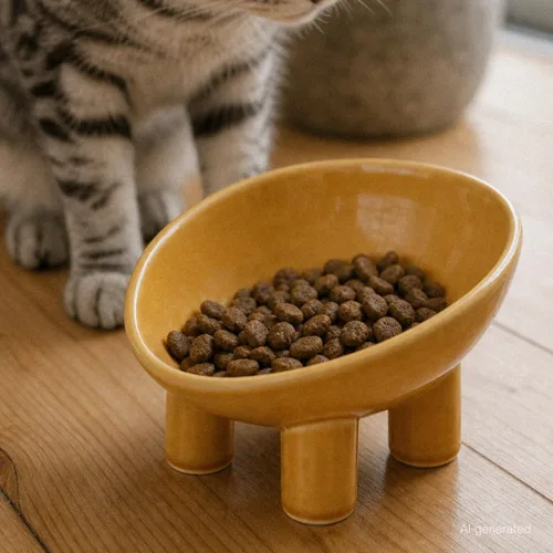 Vista 8 de WENSHUO Cuenco elevado para gatos, cuenco de comida de cerámica para gatos