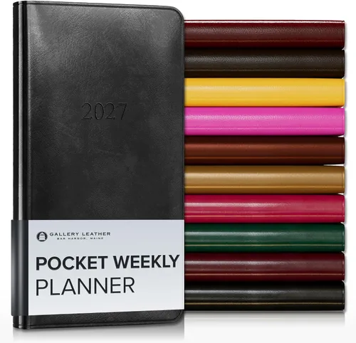 Vista 70 de Gallery Leather Planificador Semanal y Mensual Grande 2025-2026, Calendario Planificador y Cuaderno Elegantemente Encuadernado con Elegantes Bordes