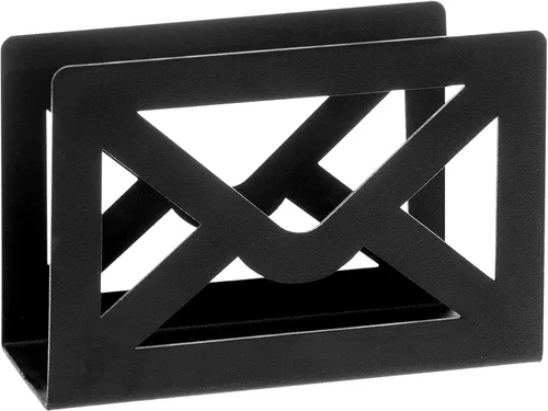 Vista 7 de MyGift Soporte de correo de escritorio de metal negro con diseño de sobre recortado para el hogar y la oficina organizador de cartas