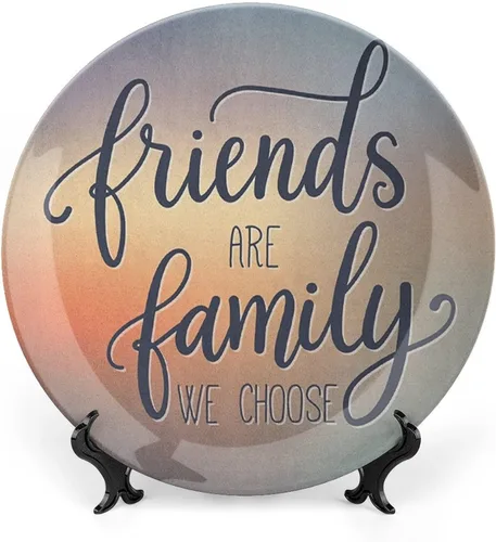 Vista 14 de Plato decorativo de cerámica de 6 pulgadas, cerámica familiar, Together We Make a Family Shaped as a House Print Ceramic Wall Hanging para cenas