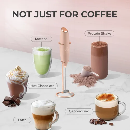 Vista 632 de Zulay Milk Boss Espumador de leche potente manual, hace espuma para latte, batidor para mezclar bebidas, café, miniespumador para capuchino, frappé