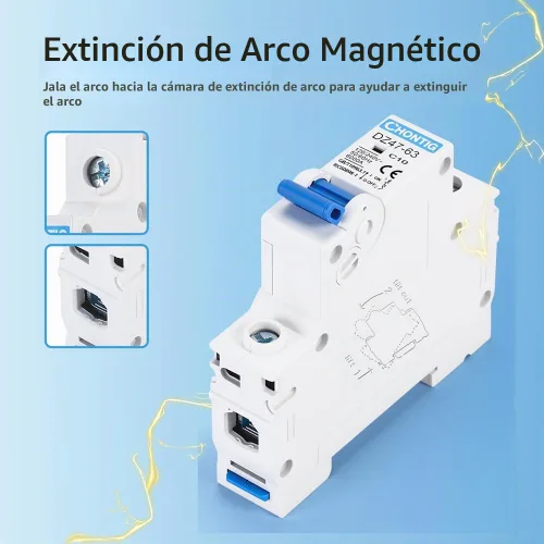 Vista 7 de MCB C10 - Disyuntor miniatura de 1 polo de 1 poste de 10 A, paquete de 2 con montaje en riel DIN, protección de CA de 120 V/240 V para paneles