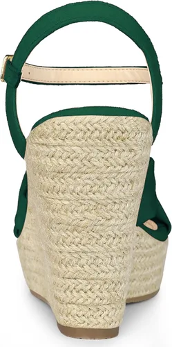 Vista 3 de Allegra K Sandalias de tacón de cuña con plataforma para mujer