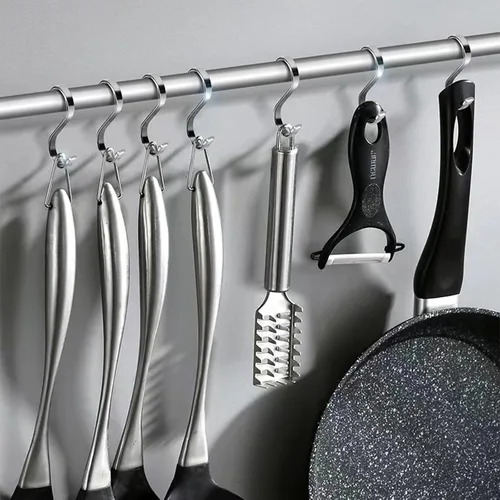 Vista 7 de Paquete de 10 Ganchos Planos en S - Ganchos en S de Acero Inoxidable Resistentes de 3 Pulgadas para Colgar Ollas, Sartenes, Plantas, Tazas de Café