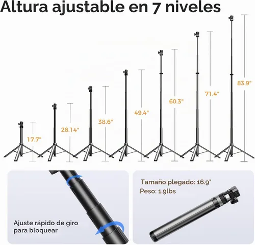 Vista 5 de LEEKAI LK56 - Soporte de luz de trípode con un solo toque de 83.9 pulgadas