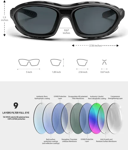 Vista 2 de BEACOOL Gafas de sol deportivas polarizadas para hombres, mujeres, jóvenes, motociclismo, seguridad, conducción, equitación, gafas militares, gafas
