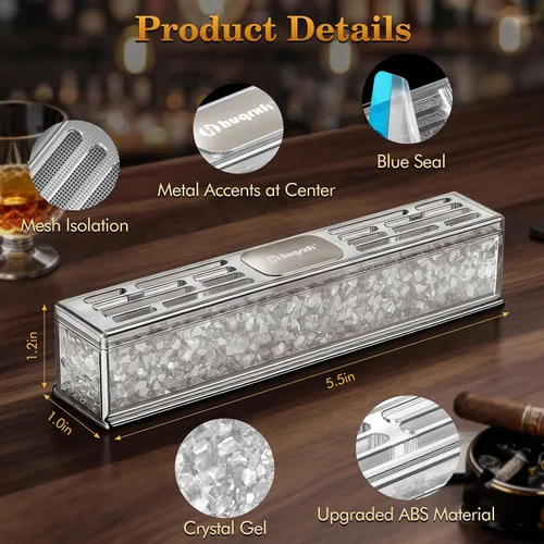 Vista 2 de Humidificador de puros prellenado: humidificador de gel de cristal listo para usar, accesorios para humidor de puros, mantiene la humedad ideal