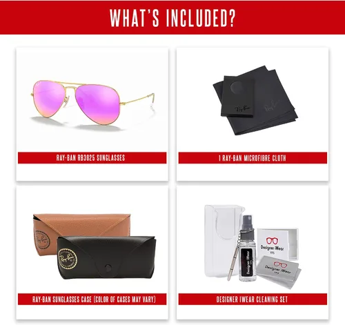Vista 69 de Ray-Ban RB3025 - Lentes de sol de aviador de metal para hombre y mujer + paquete con kit de cuidado de gafas iWear de diseñador