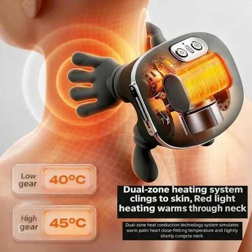 Vista 8 de Masajeador de cuello con dedos, masajeador térmico biónico, masajeador de cuello y hombros, masaje eléctrico inalámbrico portátil Shiatsu 4D, diseño